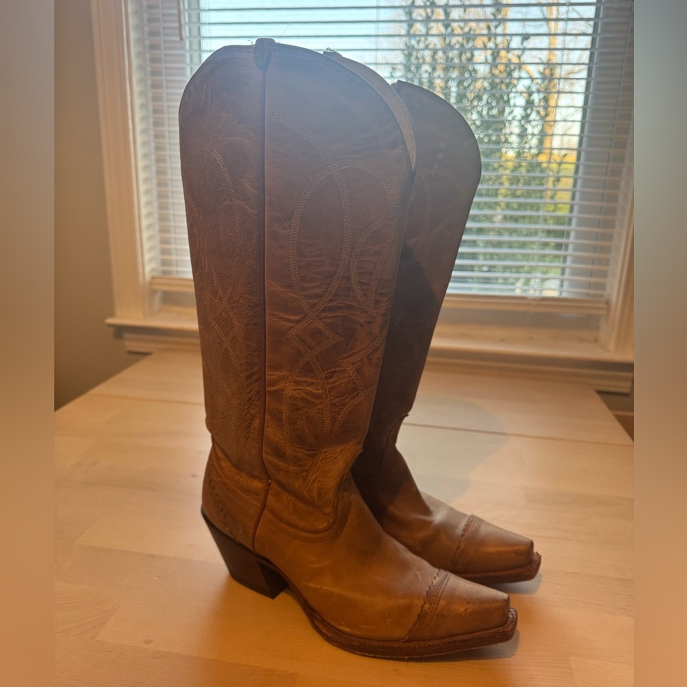 Vintage 1970’s Tony Lama Leather Cowboy Boots VF3034 Brown Size 51/2B